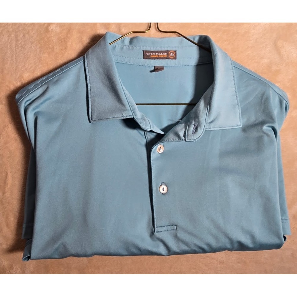 Peter Millar Summer Comfort Crown Mens XL Light Blue Short Sleeve Golf Polo 1228